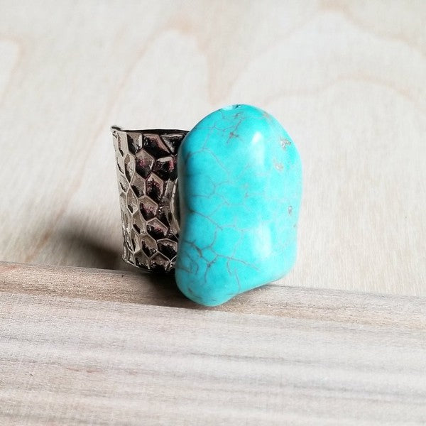 Turquoise Chunk on Cuff Ring