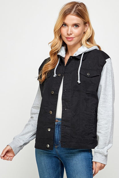 Women's Denim  Jacket with Fleece Hoodies