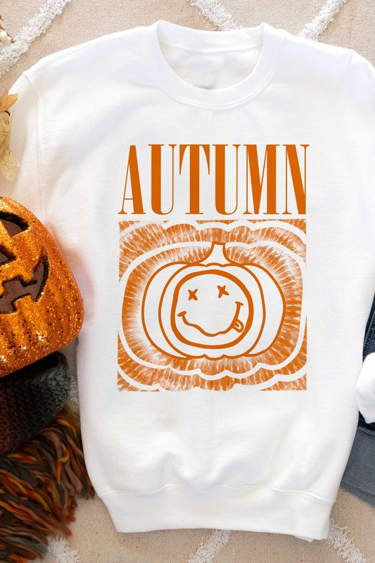 AUTUMN HAPPY FACE GRAPHIC SWEATSHIRT