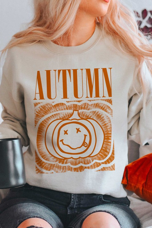 AUTUMN HAPPY FACE GRAPHIC SWEATSHIRT