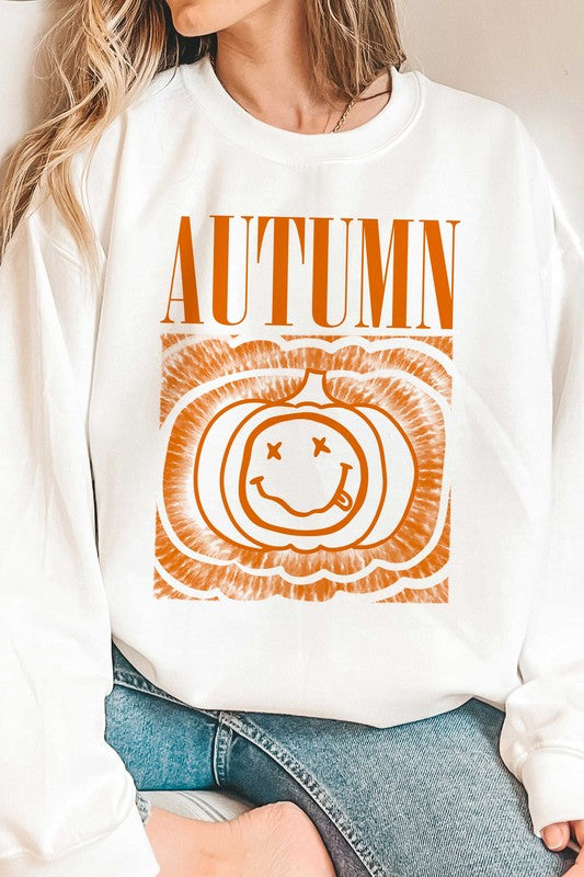 AUTUMN HAPPY FACE GRAPHIC SWEATSHIRT