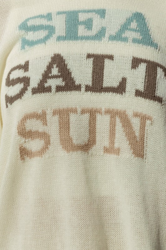 Round Neck Long Sleeve Sea Salt Sun Sweater