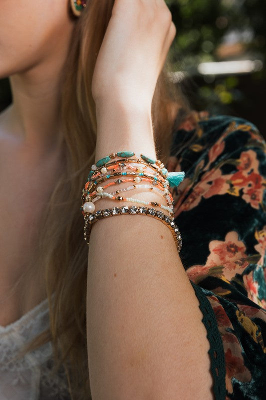 Sweet Pastel Studded Beads Layered Bracelet