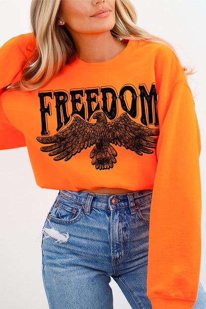 Freedom Eagle Oversized Graphic Fleece Sweatshirts