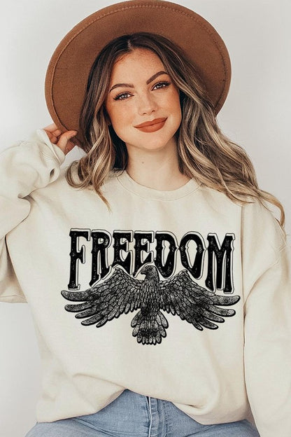 Freedom Eagle Oversized Graphic Fleece Sweatshirts