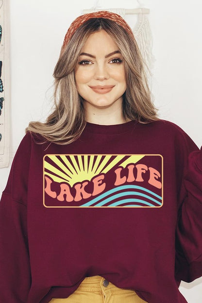 Lake Life Oversized Graphic Fleece Sweatshirts