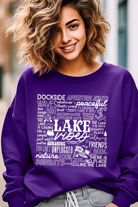 Lake Vibes Subway Art Graphic Fleece Sweatshirts