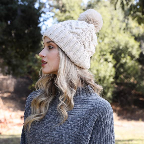 Thermal Lining Cable Knit Beanie