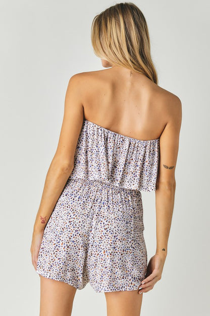 Woven Leopard Print Ube Romper