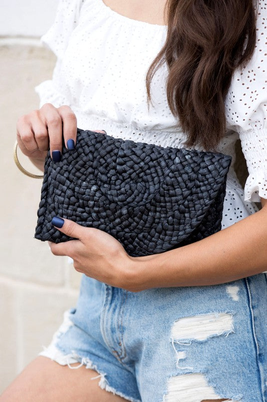 Fold Over Straw Clutch