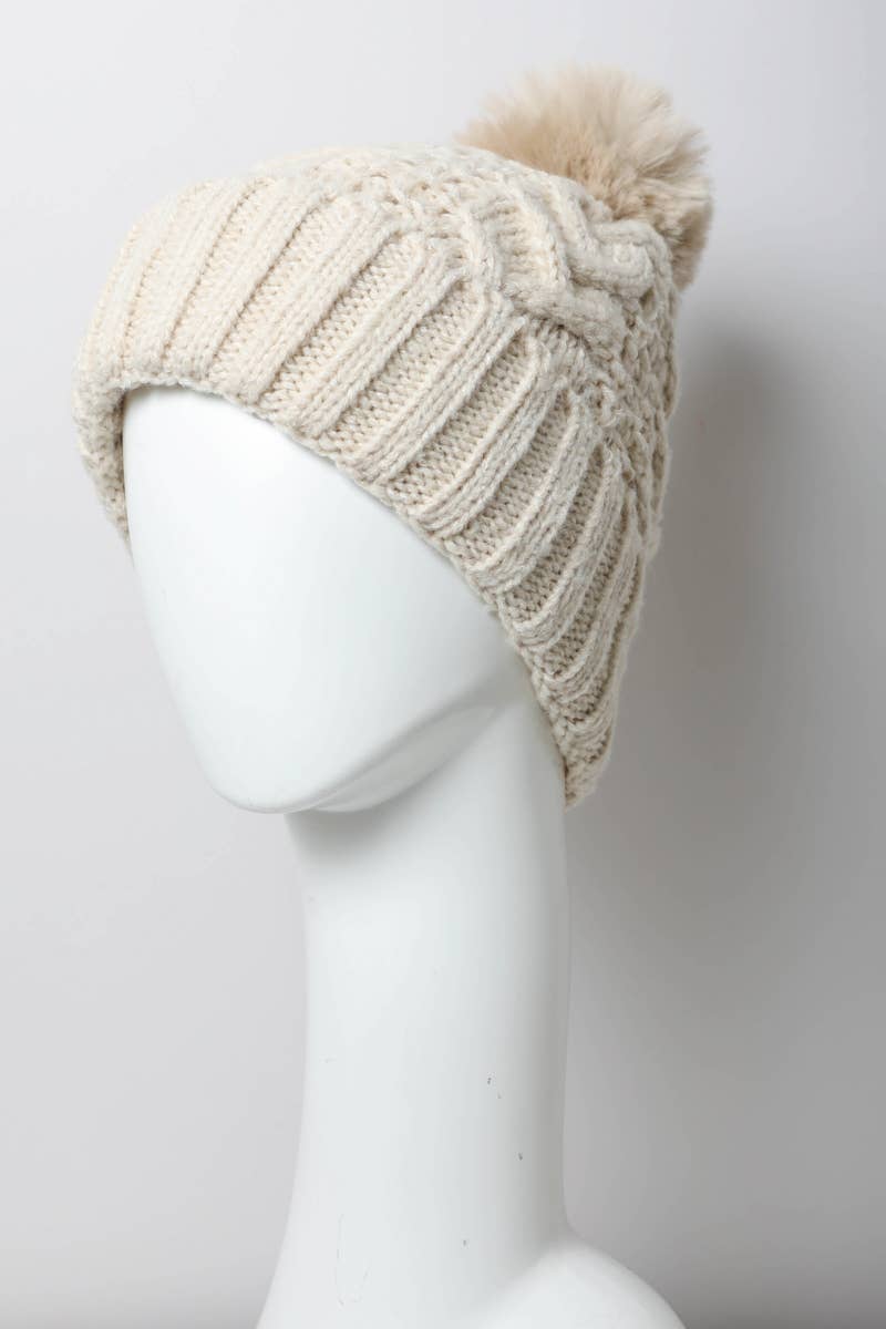 Thermal Lining Cable Knit Beanie