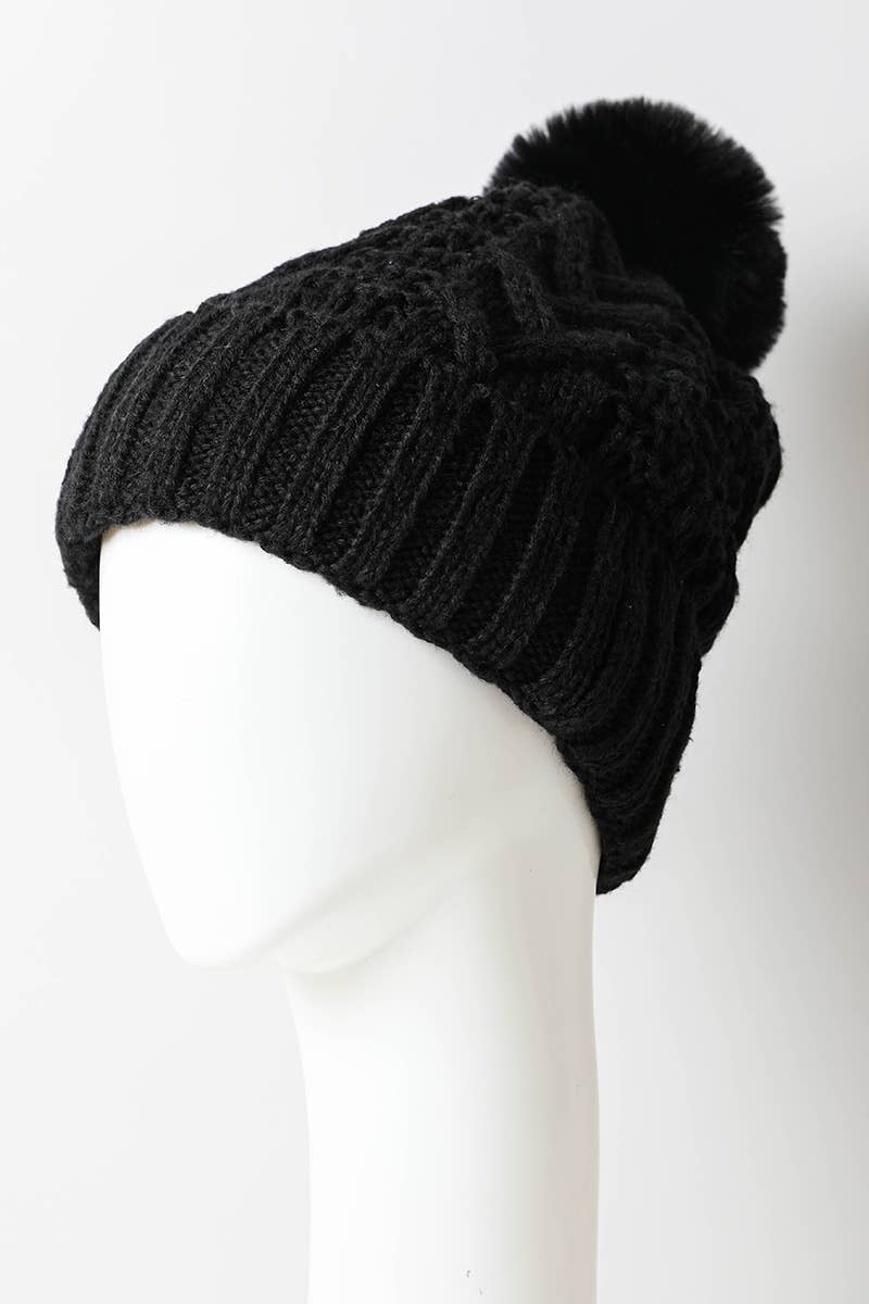 Thermal Lining Cable Knit Beanie