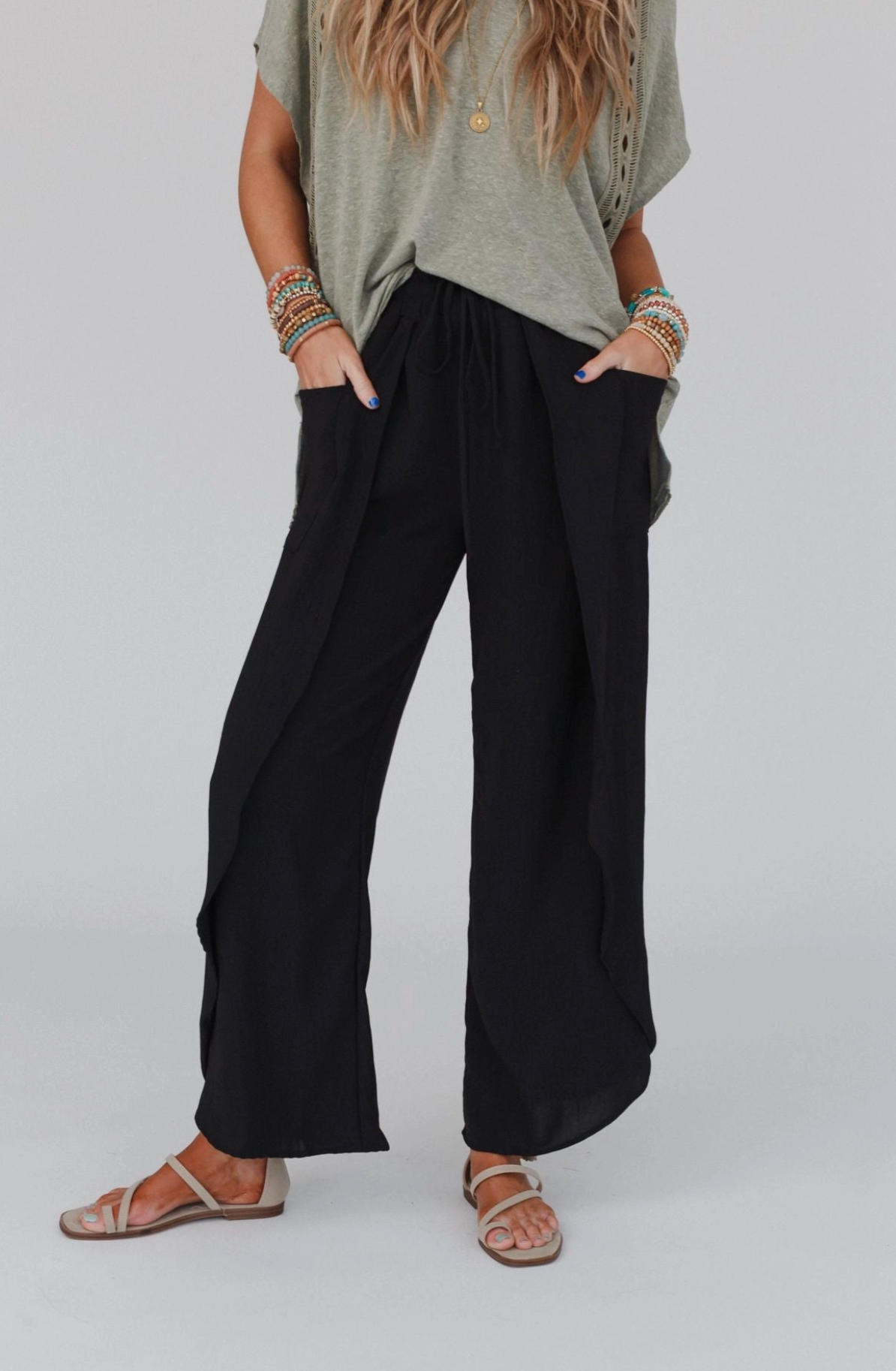 Stasia Solid Drawstring Tulip Pants